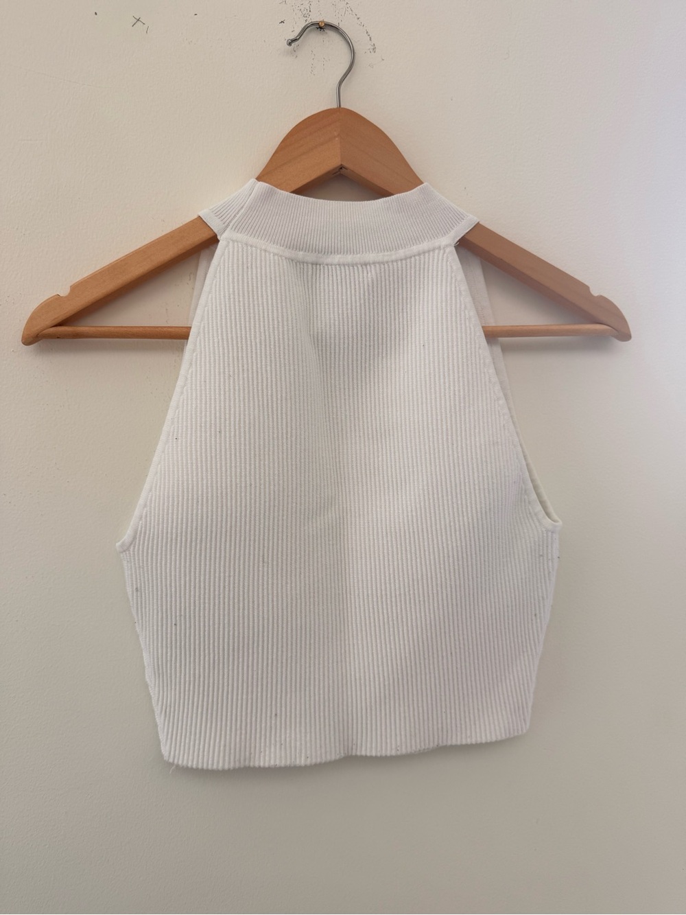 Babaton White Ribbed Knit Top - Size M